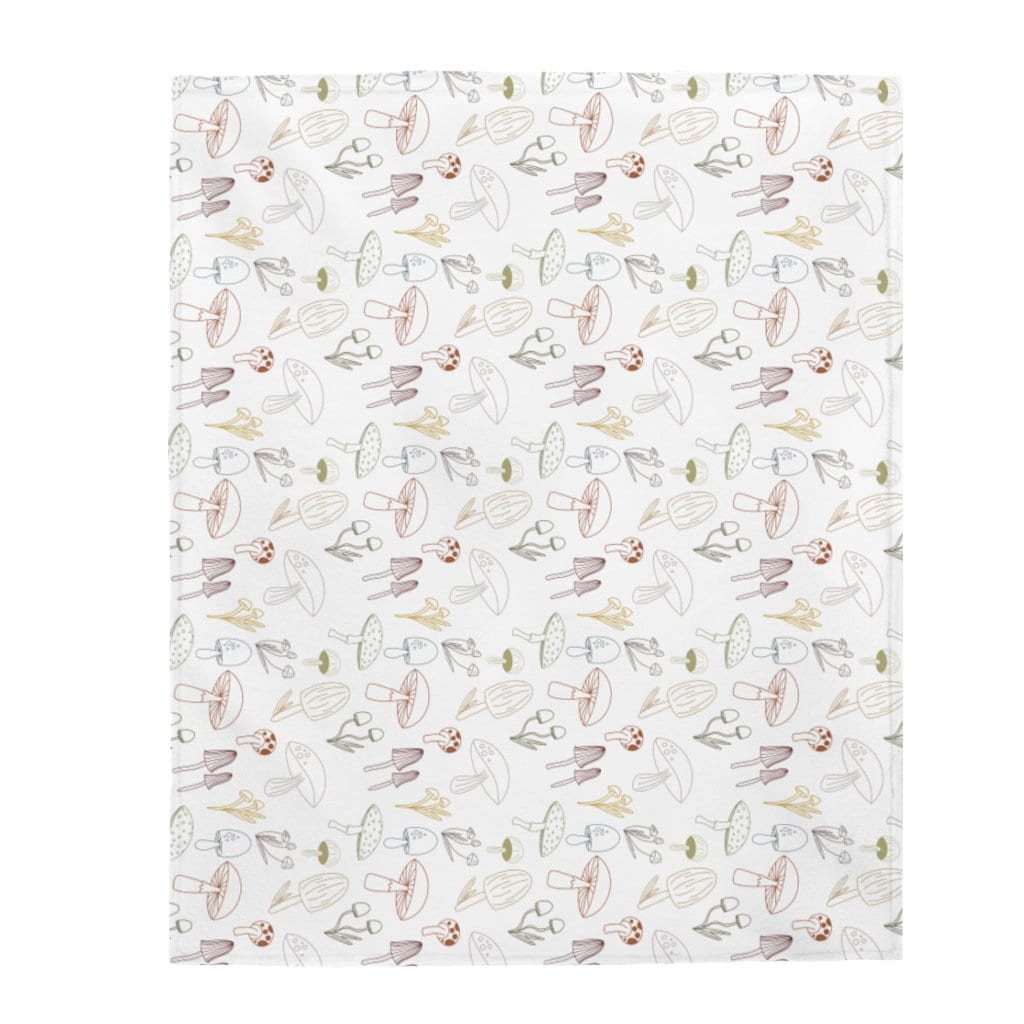 Neutral Mushroom Plush Blanket | Toadstool Woodland Theme Cozy Velveteen Throw Blanket | Living Room, Bedroom, Teen, Kids, Dorm Room Gift