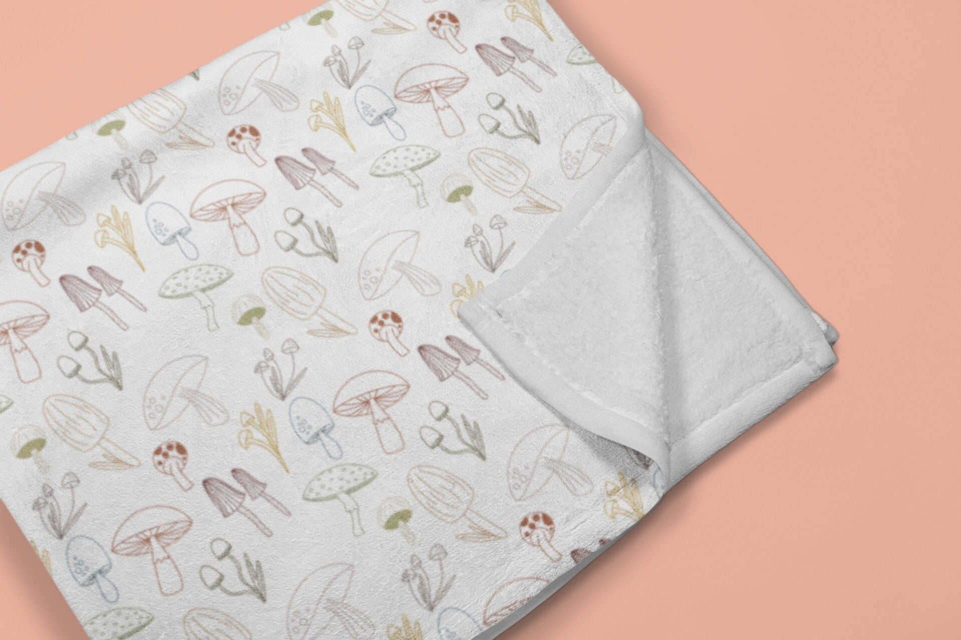 Neutral Mushroom Plush Blanket | Toadstool Woodland Theme Cozy Velveteen Throw Blanket | Living Room, Bedroom, Teen, Kids, Dorm Room Gift