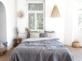 True Gray Linen Blanket, Stonewashed Heavy Linen Coverlet, King/Queen