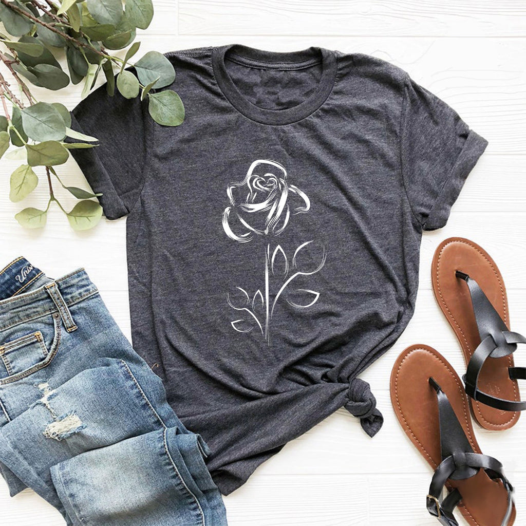 Rose Flowers Tshirt, Cute Flower Shirt, Gift for Rose Lover, Nature Lover Shirt, Botanical Plant Shirts, Ladies Gift Shirts, Rose Mom Shirt