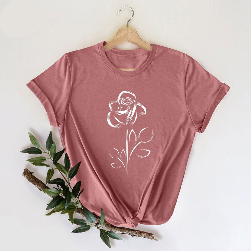 Rose Flowers Tshirt, Cute Flower Shirt, Gift for Rose Lover, Nature Lover Shirt, Botanical Plant Shirts, Ladies Gift Shirts, Rose Mom Shirt