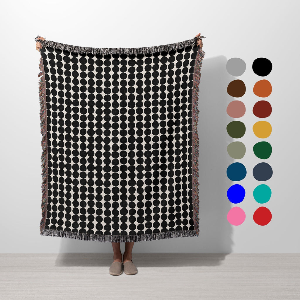 Pink Cotton Woven Throw Blanket: Mid-Century Modern Sofa Blanket