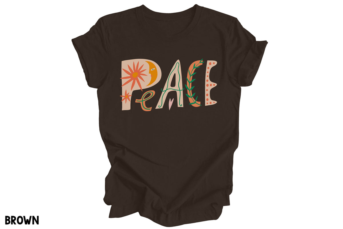 Peace Tshirt Bohemian Peace Shirt Cute Boho Graphic Tee Trendy Eclectic Shirts Retro Cute Typography Peace Symbols Bohemian Tops Ladies