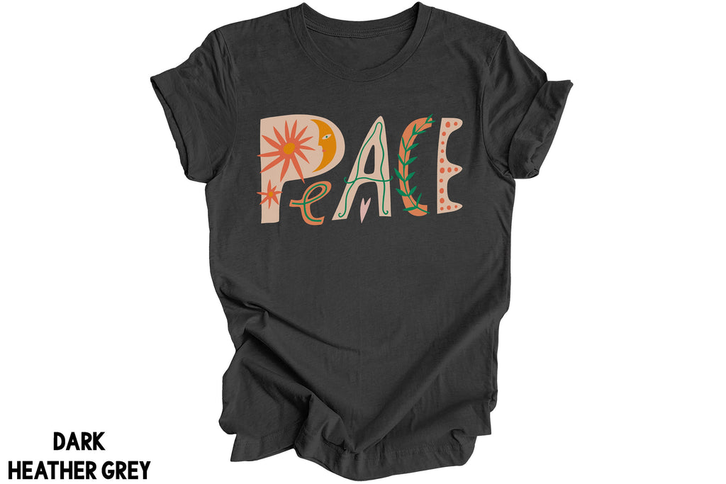Peace Tshirt Bohemian Peace Shirt Cute Boho Graphic Tee Trendy Eclectic Shirts Retro Cute Typography Peace Symbols Bohemian Tops Ladies