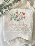 Wildflower Nursery Baby Quilt Blanket Heirloom Embroidered Blanket Flowers  Personalized Baby Blanket Baby Shower Gift  Pregnant Mom Gift