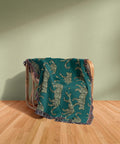 Cotton Woven Blanket, Leopard Parade, Olive on Teal, Jungle Cat Decor, Cheetah Throw, Safari Theme, Animal Print, Gift for Her, Fringe Throw