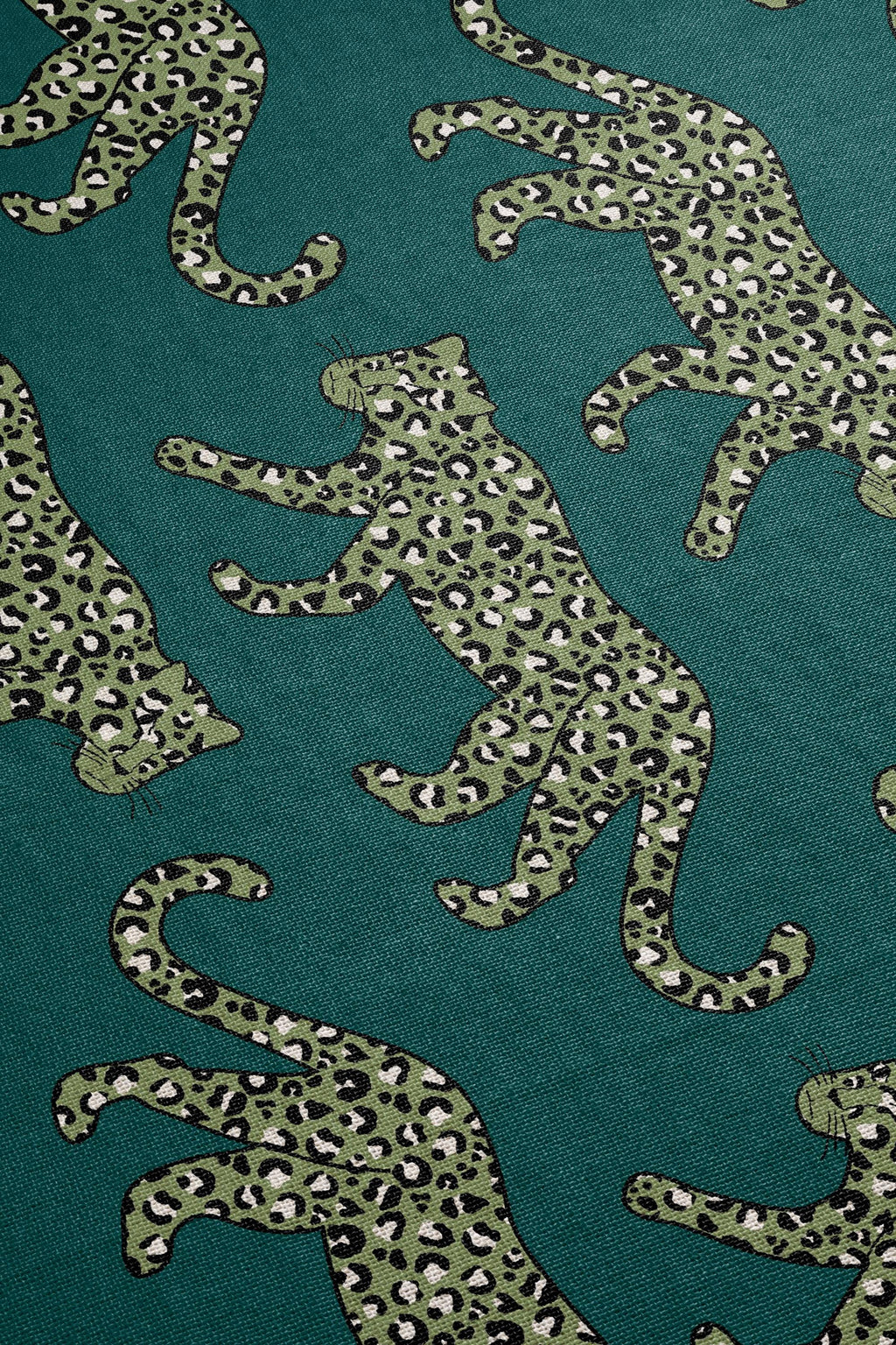 Cotton Woven Blanket, Leopard Parade, Olive on Teal, Jungle Cat Decor, Cheetah Throw, Safari Theme, Animal Print, Gift for Her, Fringe Throw