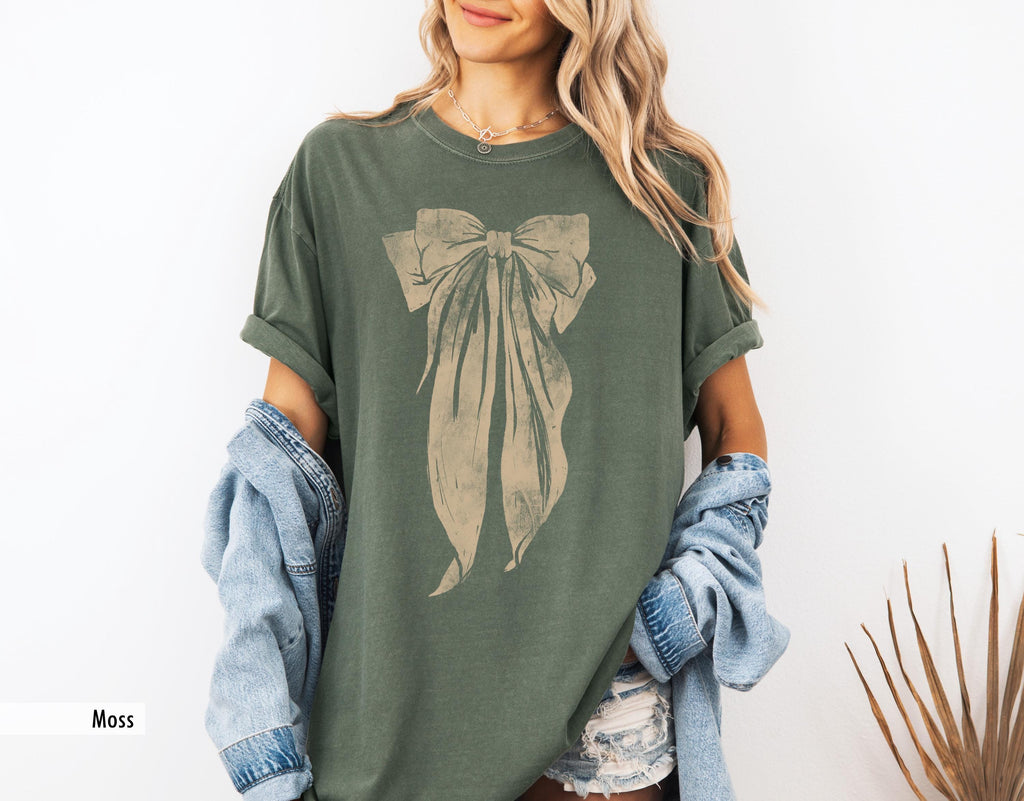 Bow shirt, Big Bow Coquette Comfort Colors Women's Graphic Tee, Oversized T-Shirt Gift for Her, Gift Shirt for Girl, Girly Girl Bow Shirt