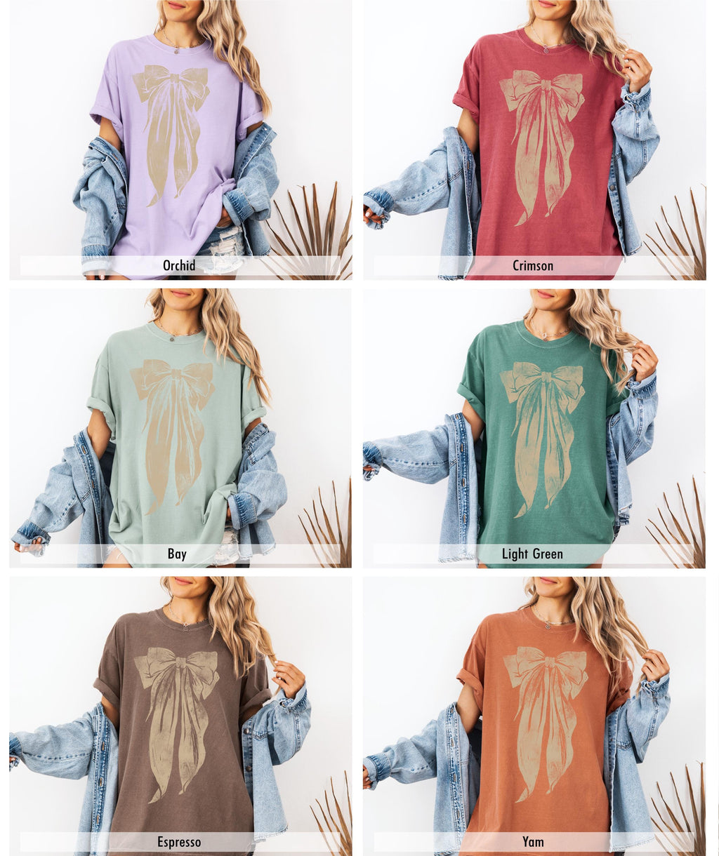 Bow shirt, Big Bow Coquette Comfort Colors Women's Graphic Tee, Oversized T-Shirt Gift for Her, Gift Shirt for Girl, Girly Girl Bow Shirt