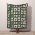 IRISH Throw Blanket Lucky 4 Leaf Clover Woven Cotton Blanket Rustic Cottagecore Room Decor, Shamrock Heirloom Quality Tapestry Wall Art