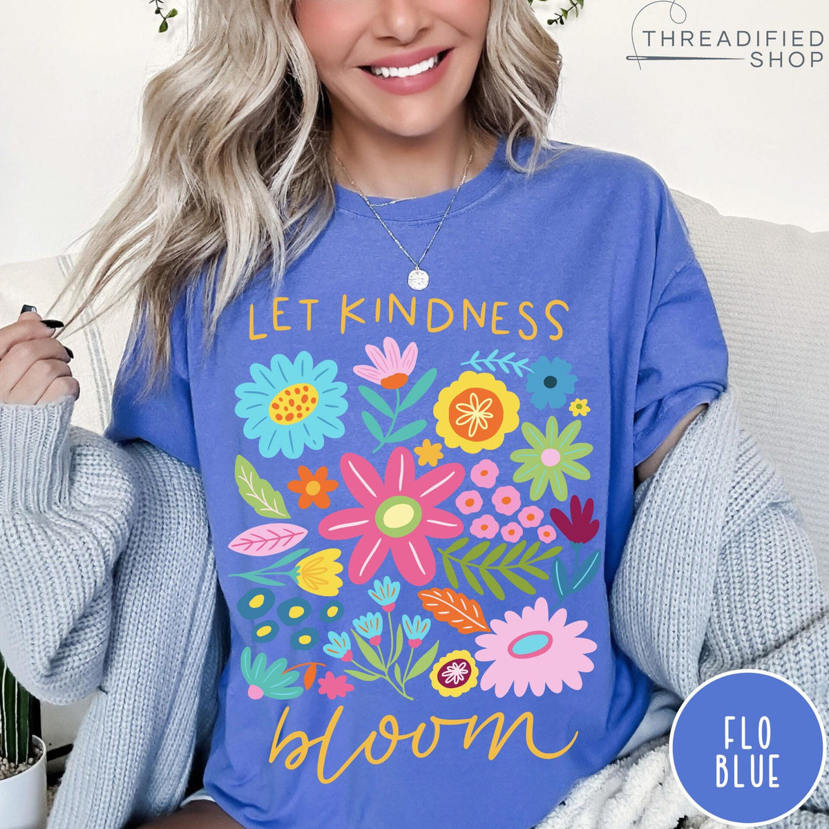 Let Kindness Bloom Comfort Colors® T-Shirt, Mental Health Shirt, Be Kind Retro Flower Shirt, Floral Kindness Tee, Aesthetic Women's Tee