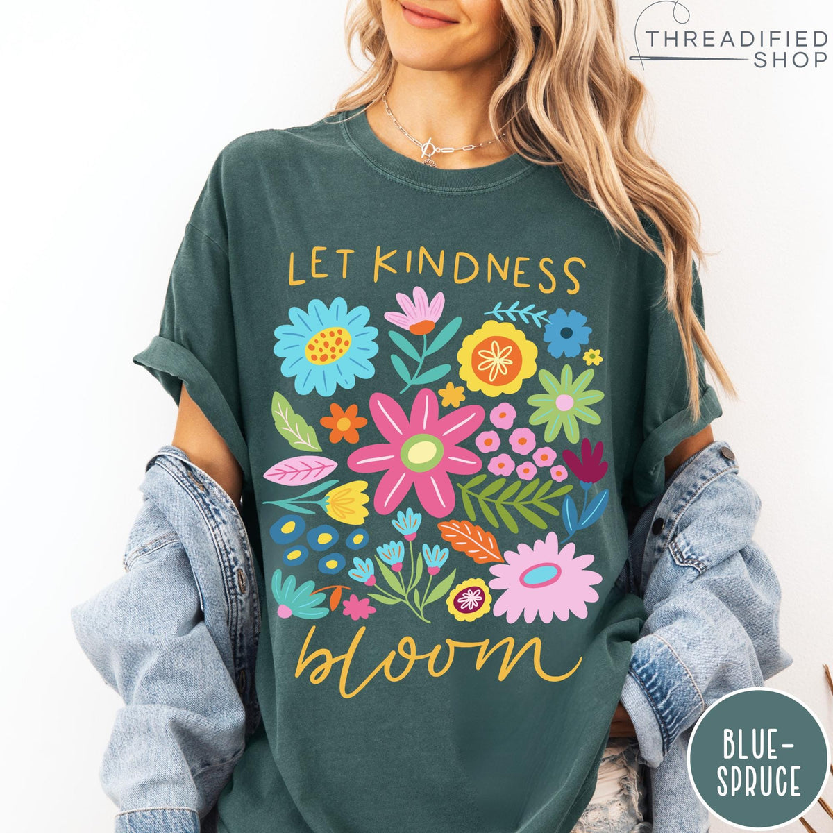 Let Kindness Bloom Comfort Colors® T-Shirt, Mental Health Shirt, Be Kind Retro Flower Shirt, Floral Kindness Tee, Aesthetic Women's Tee