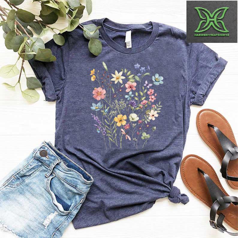 Flower Shirt Aesthetic,Gift For Women  Floral Graphic Tee, Wild Flower T-shirt,Boho Botanical Flower Tee, Gift For Gardener,Mothers Day Gift