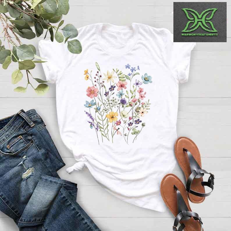 Flower Shirt Aesthetic,Gift For Women  Floral Graphic Tee, Wild Flower T-shirt,Boho Botanical Flower Tee, Gift For Gardener,Mothers Day Gift