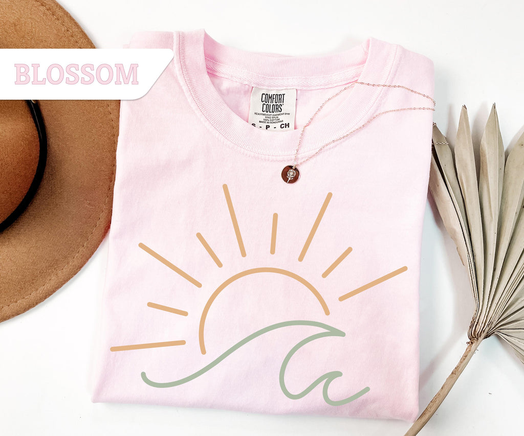 Comfort Colors® Sun Ocean T-Shirt, Sunset T-Shirt, Ocean Waves T-Shirt, Summer T-Shirt, Summer Beach Shirt, Boho Summer Shirt