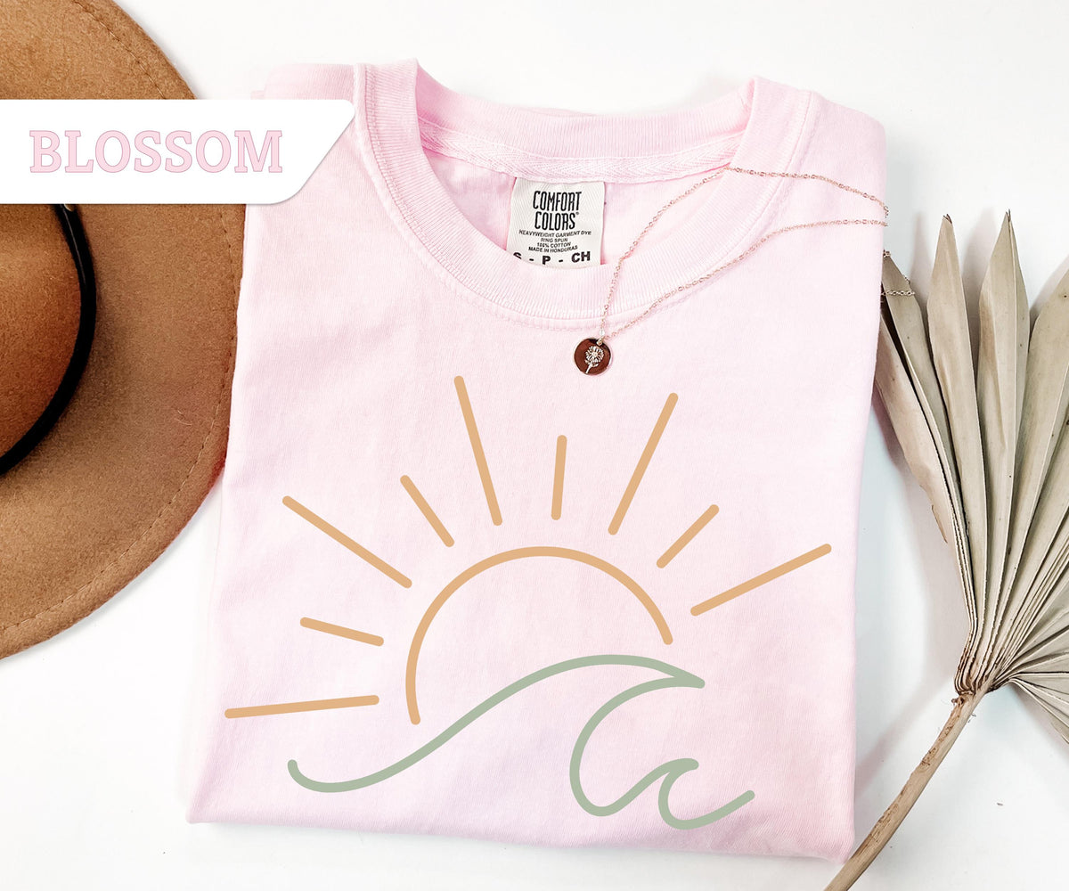 Comfort Colors® Sun Ocean T-Shirt, Sunset T-Shirt, Ocean Waves T-Shirt, Summer T-Shirt, Summer Beach Shirt, Boho Summer Shirt
