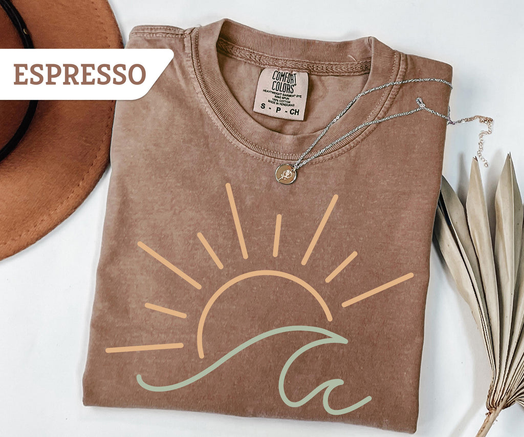 Comfort Colors® Sun Ocean T-Shirt, Sunset T-Shirt, Ocean Waves T-Shirt, Summer T-Shirt, Summer Beach Shirt, Boho Summer Shirt