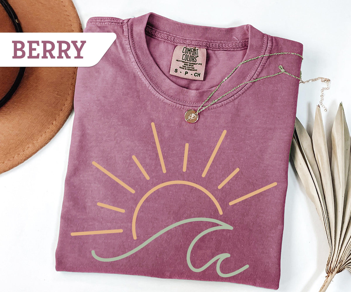 Comfort Colors® Sun Ocean T-Shirt, Sunset T-Shirt, Ocean Waves T-Shirt, Summer T-Shirt, Summer Beach Shirt, Boho Summer Shirt