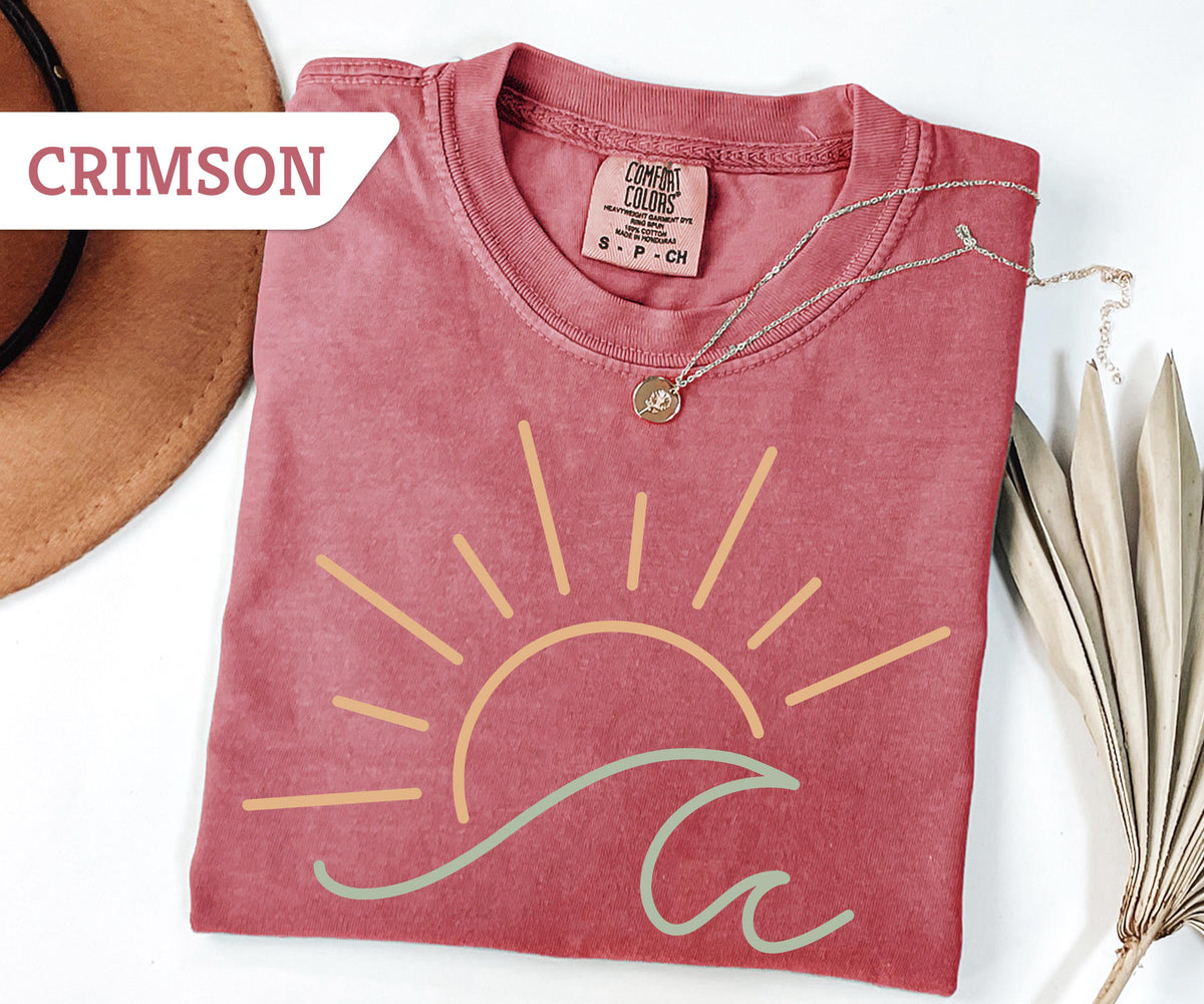Comfort Colors® Sun Ocean T-Shirt, Sunset T-Shirt, Ocean Waves T-Shirt, Summer T-Shirt, Summer Beach Shirt, Boho Summer Shirt
