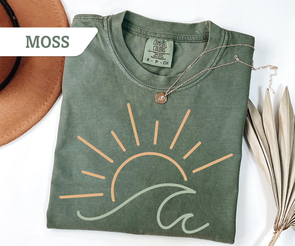 Comfort Colors® Sun Ocean T-Shirt, Sunset T-Shirt, Ocean Waves T-Shirt, Summer T-Shirt, Summer Beach Shirt, Boho Summer Shirt