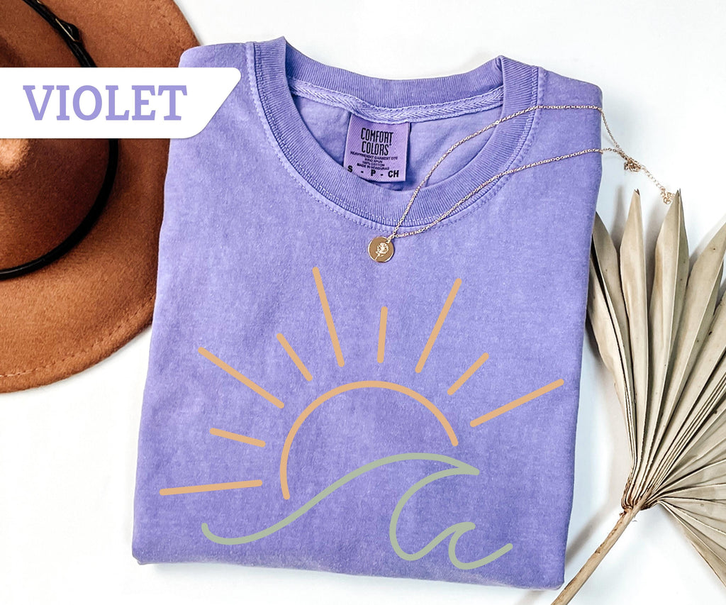 Comfort Colors® Sun Ocean T-Shirt, Sunset T-Shirt, Ocean Waves T-Shirt, Summer T-Shirt, Summer Beach Shirt, Boho Summer Shirt