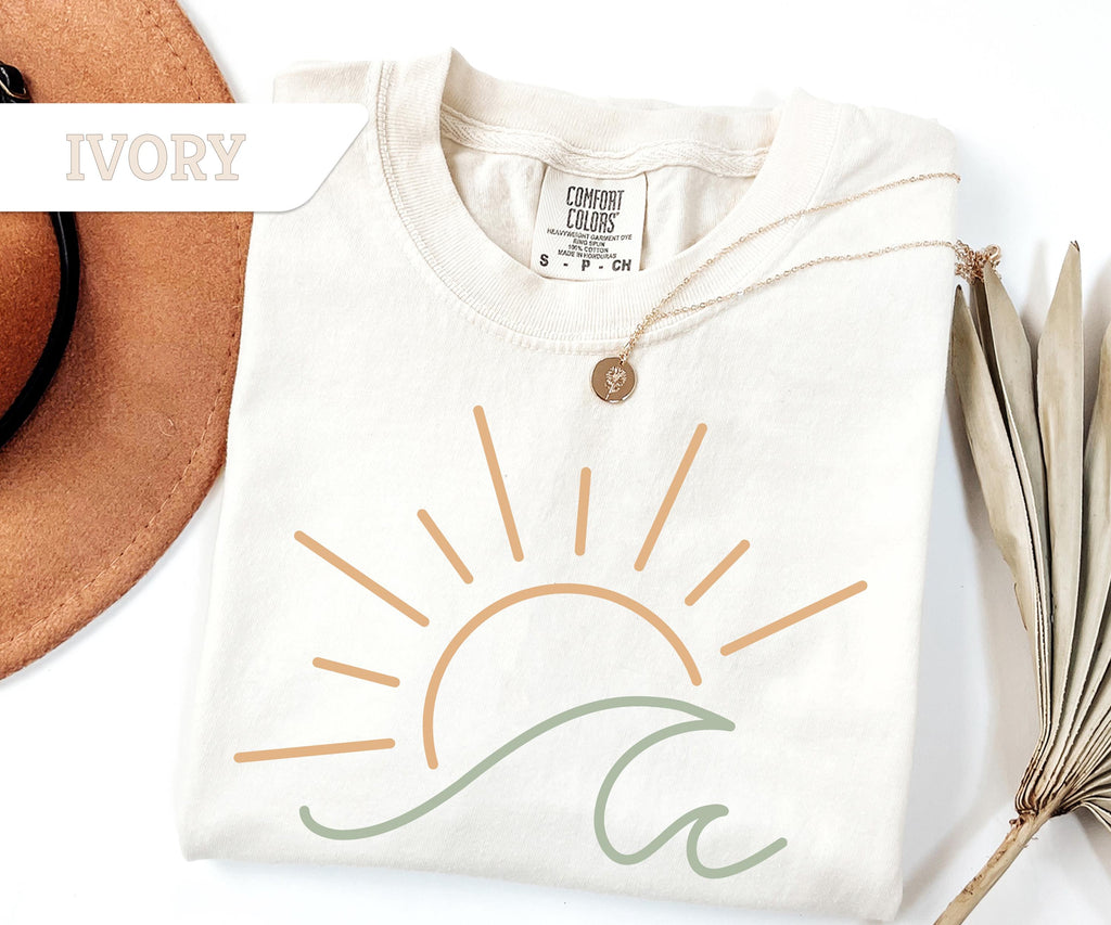 Comfort Colors® Sun Ocean T-Shirt, Sunset T-Shirt, Ocean Waves T-Shirt, Summer T-Shirt, Summer Beach Shirt, Boho Summer Shirt