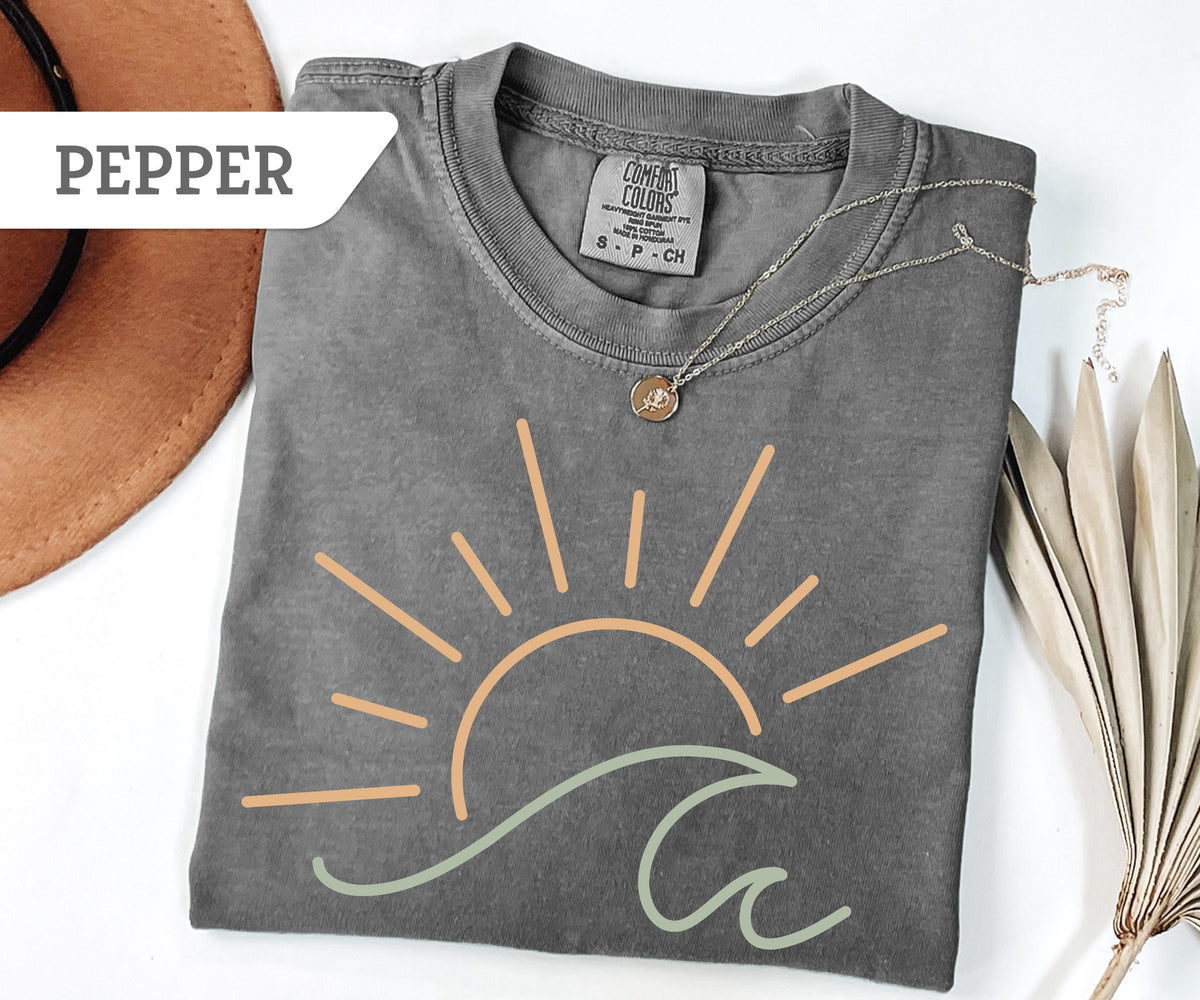 Comfort Colors® Sun Ocean T-Shirt, Sunset T-Shirt, Ocean Waves T-Shirt, Summer T-Shirt, Summer Beach Shirt, Boho Summer Shirt