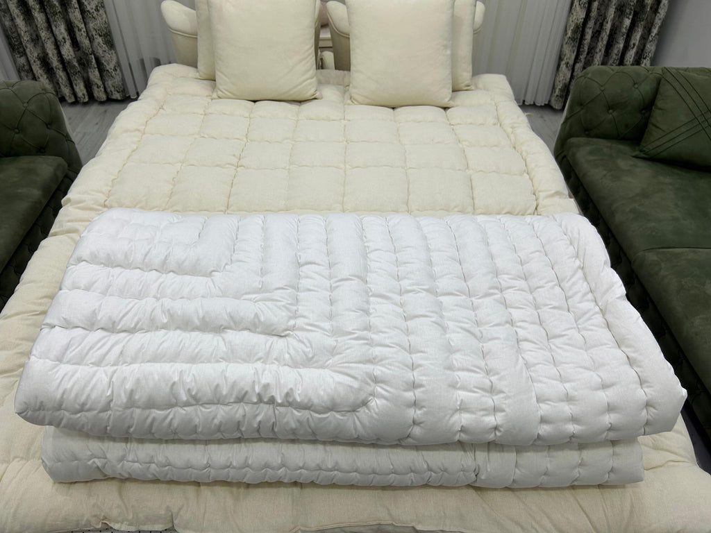 100% Natural WOOL QUILT/ Handmade Stitched Duvet/ Odorless Handcrafted Quilt/ Unpainted Vintage Quilt/ Customizable All Sizes You Want