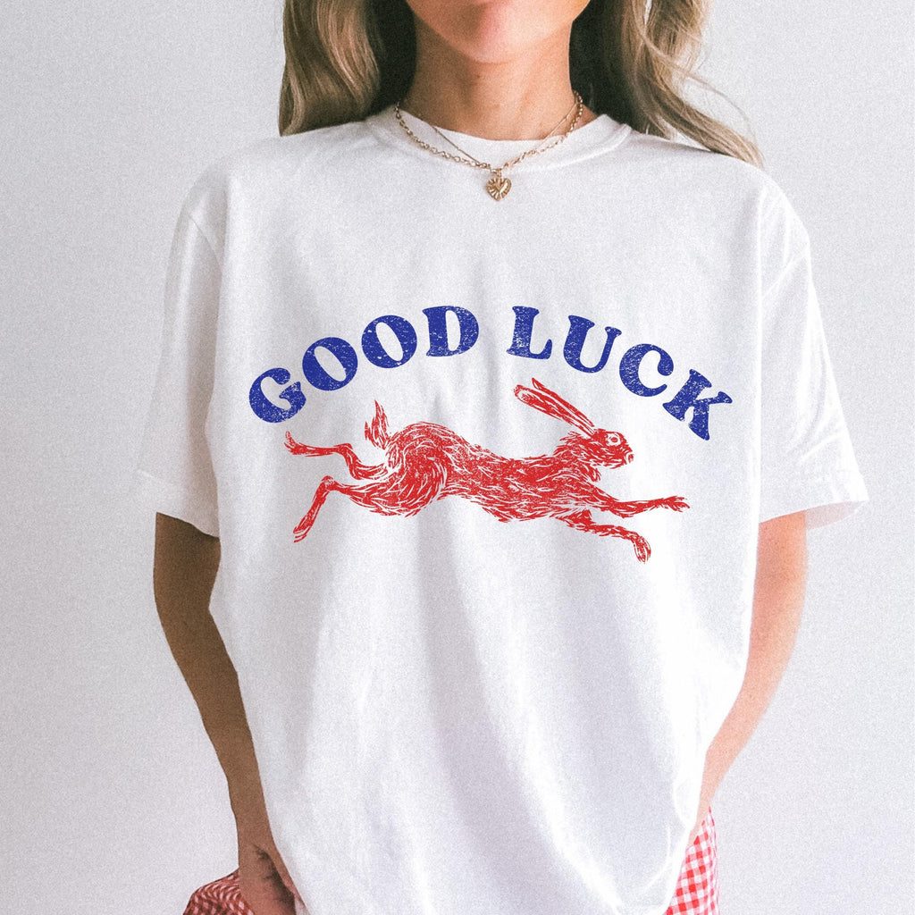 Good luck shirt. Lucky Rabbit shirt. Easy Tiger shirt. Cool women's shirts. Aesthetic shirts. Cool girl shirts. Retro western style.