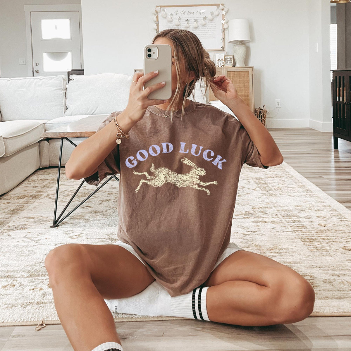 Good luck shirt. Lucky Rabbit shirt. Easy Tiger shirt. Cool women's shirts. Aesthetic shirts. Cool girl shirts. Retro western style.