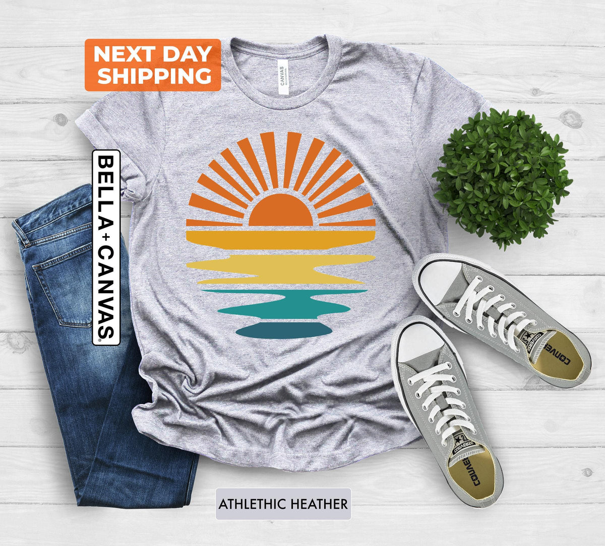 Vintage Sunset Shirt, Retro Sunrise Shirt, Boho Beachy Vibes Shirt, Sunshine Shirt Gift For Women, Sun Rays Tee, Summer Vibes Shirt
