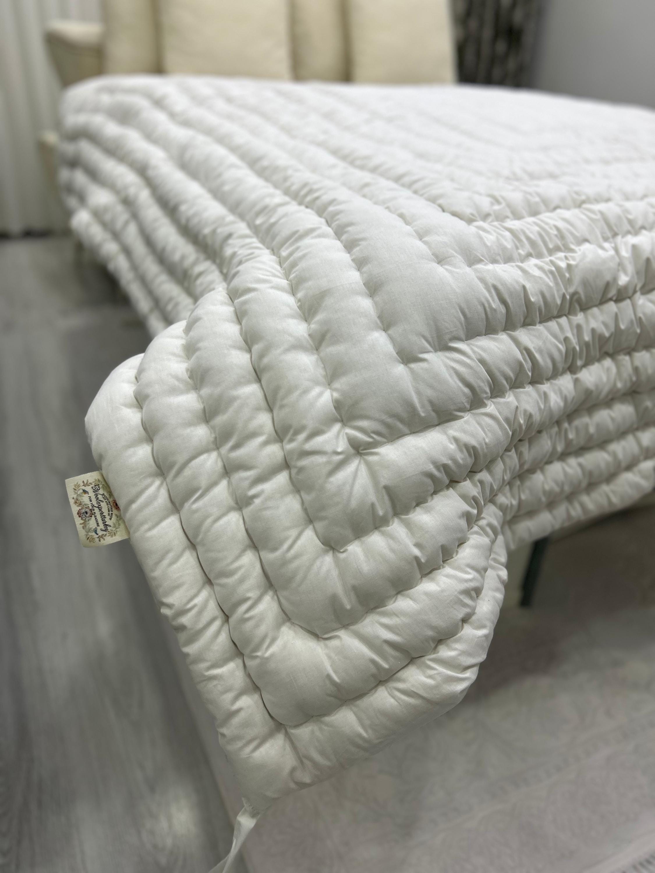 100% Natural WOOL QUILT/ Handmade Stitched Duvet/ Odorless Handcrafted Quilt/ Unpainted Vintage Quilt/ Customizable All Sizes You Want