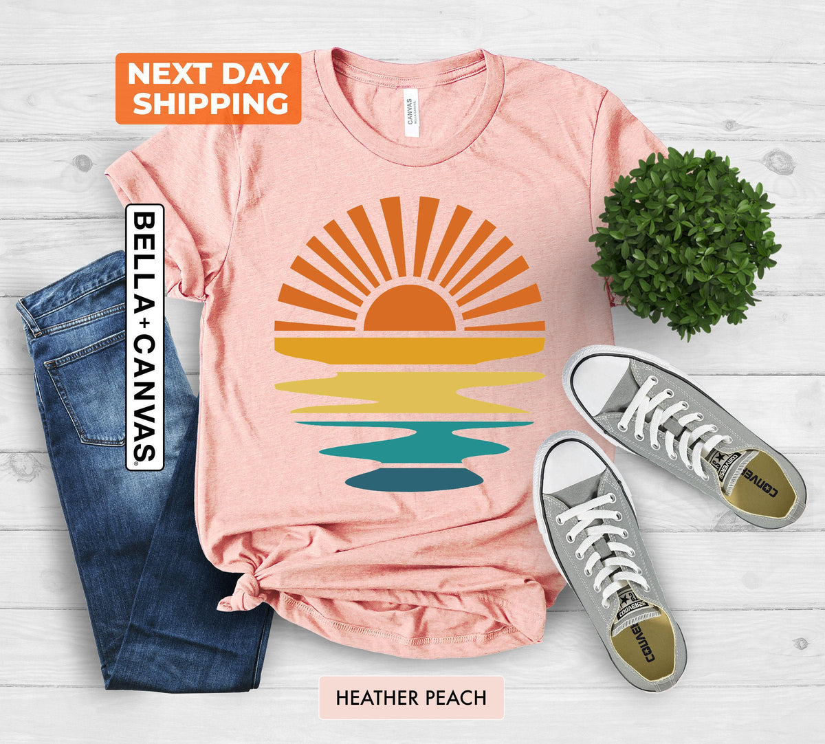 Vintage Sunset Shirt, Retro Sunrise Shirt, Boho Beachy Vibes Shirt, Sunshine Shirt Gift For Women, Sun Rays Tee, Summer Vibes Shirt