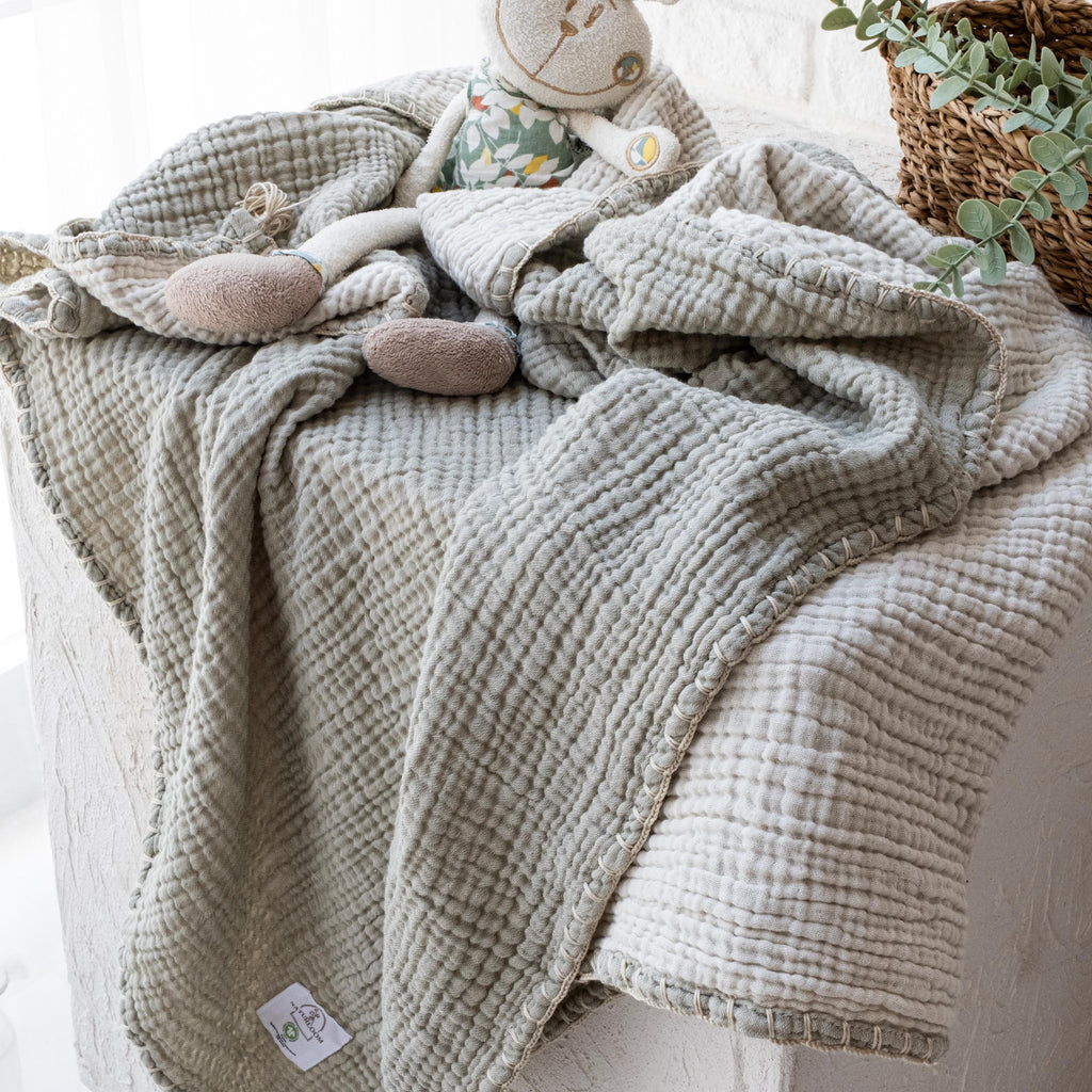 Organic Muslin Baby Blanket, GOTS Certified Cotton Baby Blanket, Baby Quilt, Newborn Gift, Baby Boy Blanket, Baby Shower Gift
