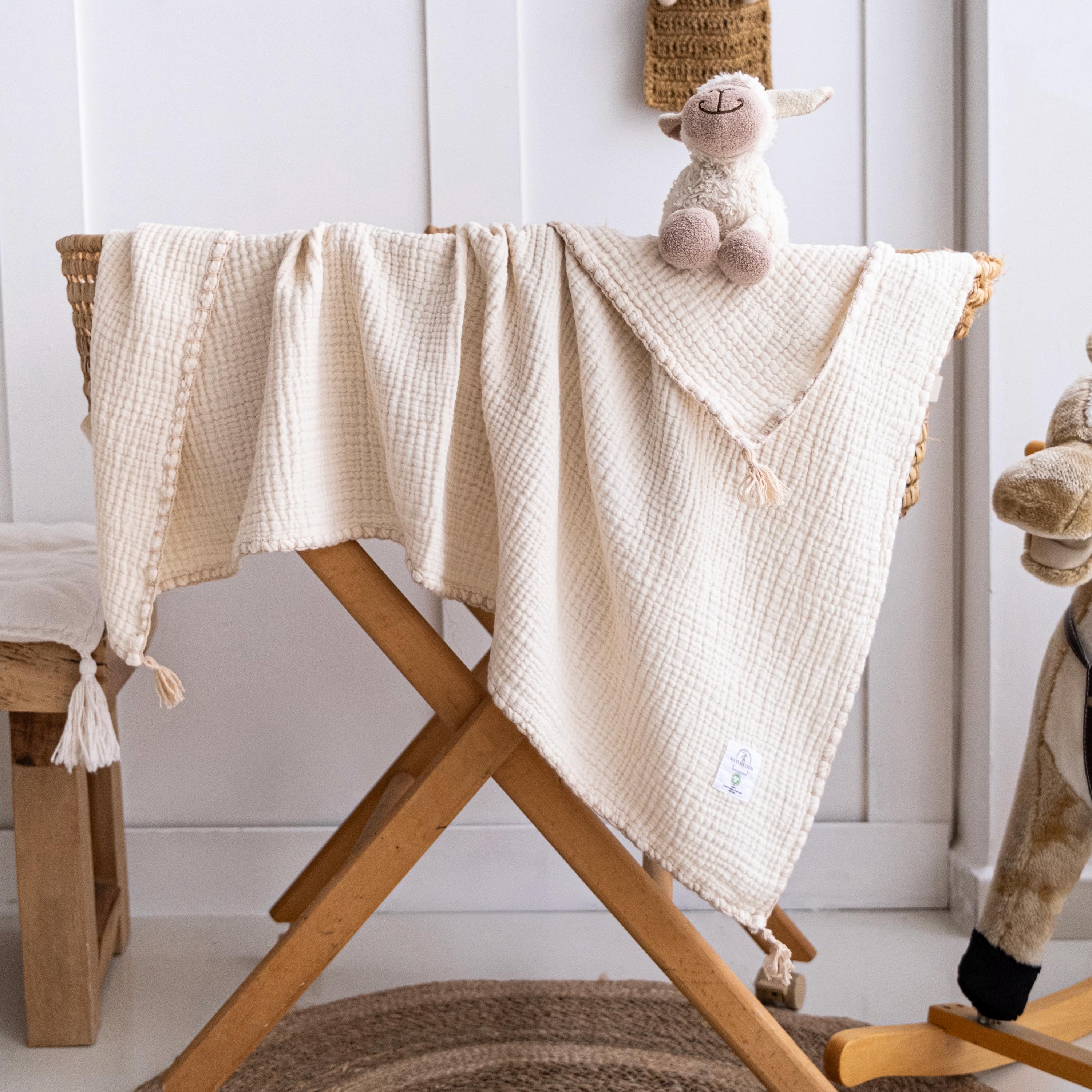 Organic Muslin Baby Blanket, GOTS Certified Cotton Baby Blanket, Baby Quilt, Newborn Gift, Baby Boy Blanket, Baby Shower Gift