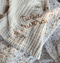 PRE-ORDER 9-Layer Muslin Quilt with hand embroidery - baby blanket , crib quilt, toddler, embroidered name