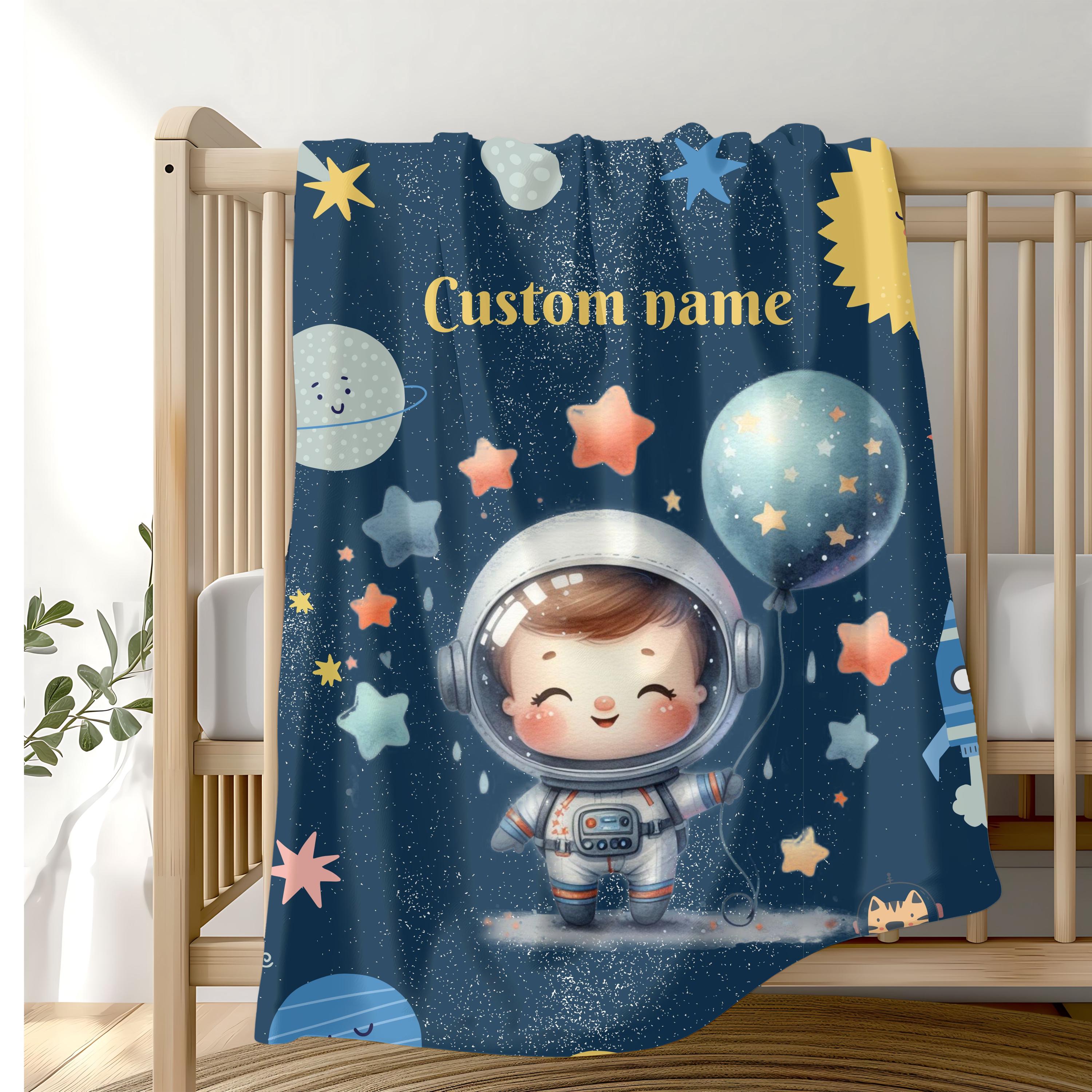 Custom Astronaut Plush Blanket, Kids Blanket, Space Decor, Personalized Gift, Cozy Baby Blanket, Nursery Decor