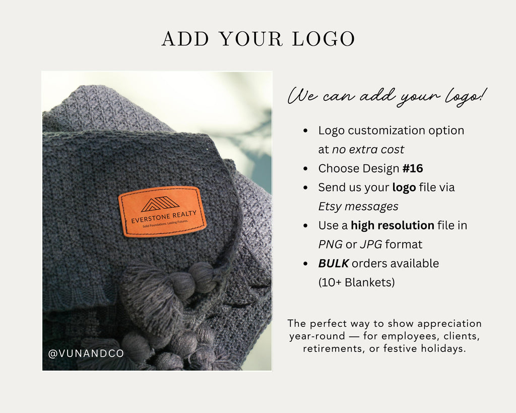 Blanket with Name Personalized Realtor Closing Gift for Customer New Home Gift Throw Blanket Branded Item Logo Blanket Gift Employee Bulk