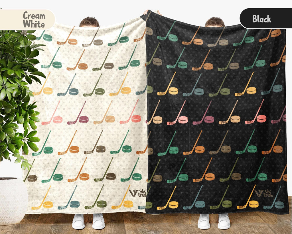 Retro Ice Hockey Lover Blanket Gift, Cozy Throw for Hockey Fans, Ice Rink Team Decor, Unique Athlete Enthusiast Blanket, Sports Lover Gift