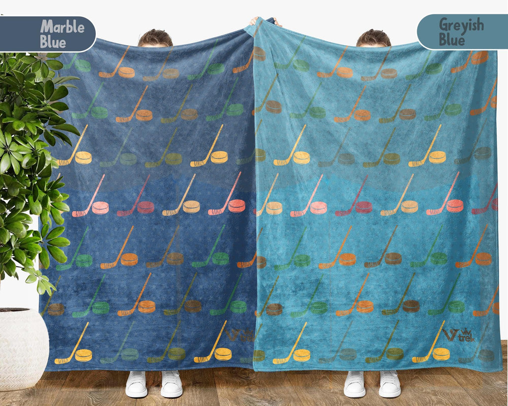Retro Ice Hockey Lover Blanket Gift, Cozy Throw for Hockey Fans, Ice Rink Team Decor, Unique Athlete Enthusiast Blanket, Sports Lover Gift