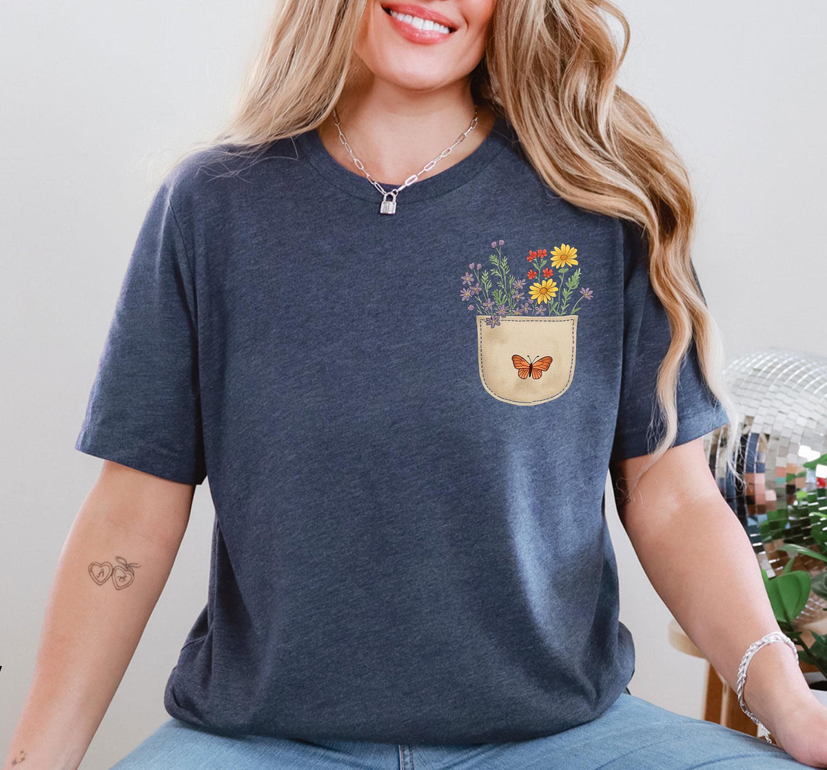 Wild Flowers Pocket Shirt, Wildflower Tshirt, Floral Shirt, Botanical Shirt, Flower Shirt, Nature Lover Shirt, Ladies Shirts, Gift for Women