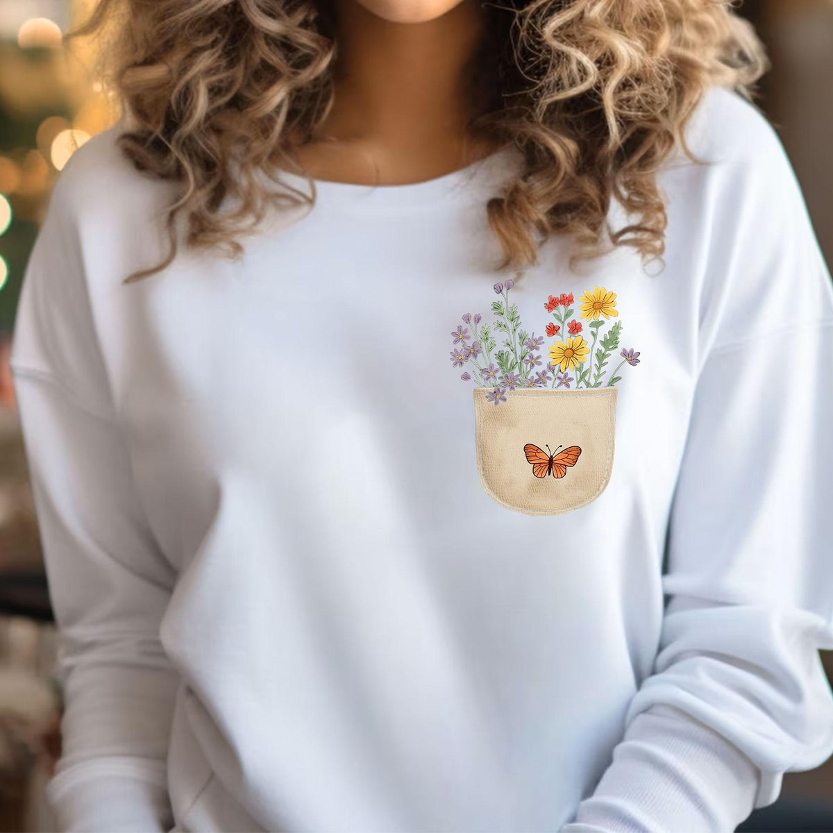 Wild Flowers Pocket Shirt, Wildflower Tshirt, Floral Shirt, Botanical Shirt, Flower Shirt, Nature Lover Shirt, Ladies Shirts, Gift for Women