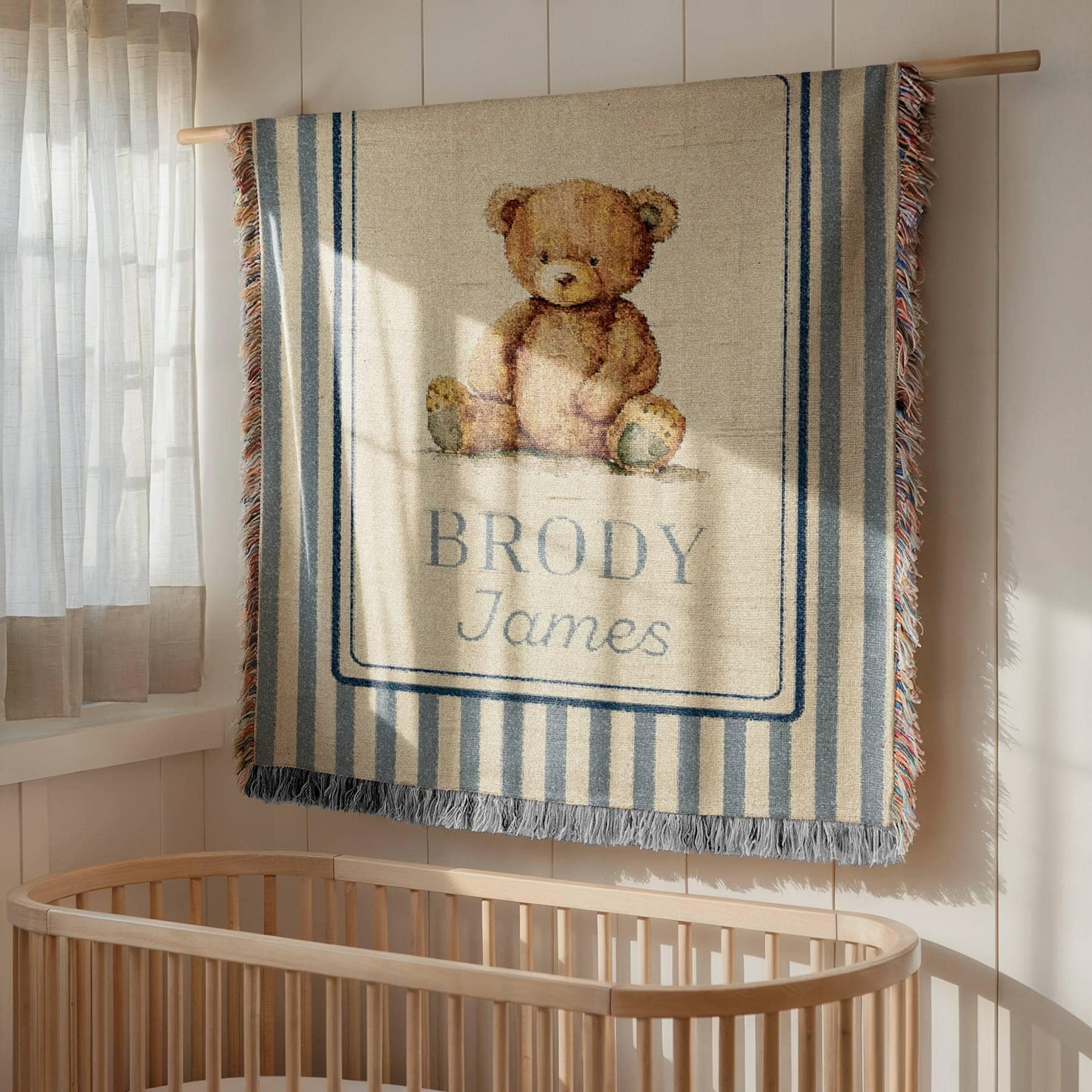 Personalized Woven Teddy Bear Baby Blanket Personalized Bear Blanket Custom Bear Blanket Bear Nursery Blanket Newborn Custom Name Blanket