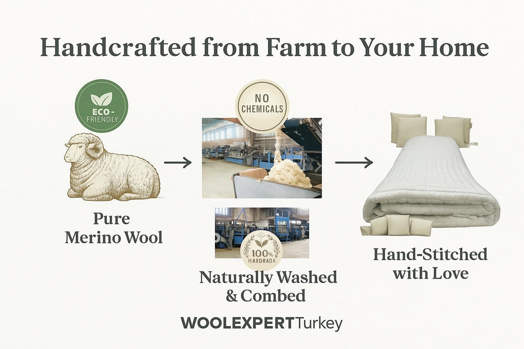 100% Natural WOOL QUILT/ Handmade Stitched Duvet/ Odorless Handcrafted Quilt/ Unpainted Vintage Quilt/ Customizable All Sizes You Want