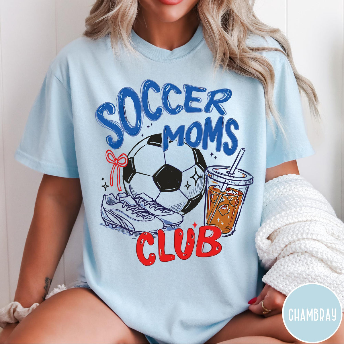 Soccer Moms Club Comfort Colors® T-Shirt, Gameday Doodle Soccer Tee, Trendy Women's Soccer Shirt, Sports Mom Shirt, Game Day Tee