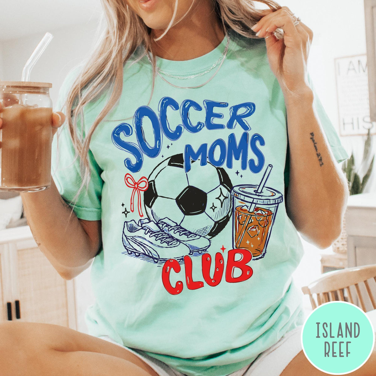 Soccer Moms Club Comfort Colors® T-Shirt, Gameday Doodle Soccer Tee, Trendy Women's Soccer Shirt, Sports Mom Shirt, Game Day Tee
