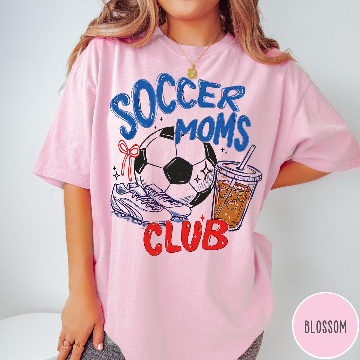 Soccer Moms Club Comfort Colors® T-Shirt, Gameday Doodle Soccer Tee, Trendy Women's Soccer Shirt, Sports Mom Shirt, Game Day Tee