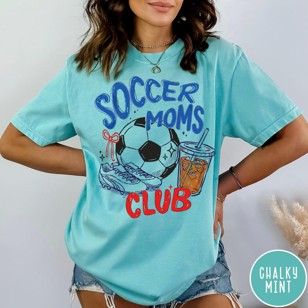 Soccer Moms Club Comfort Colors® T-Shirt, Gameday Doodle Soccer Tee, Trendy Women's Soccer Shirt, Sports Mom Shirt, Game Day Tee