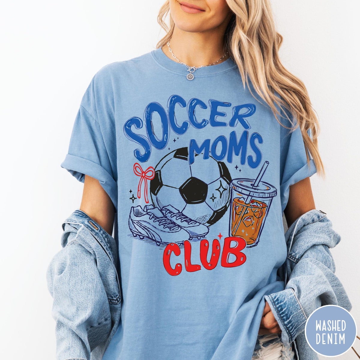 Soccer Moms Club Comfort Colors® T-Shirt, Gameday Doodle Soccer Tee, Trendy Women's Soccer Shirt, Sports Mom Shirt, Game Day Tee