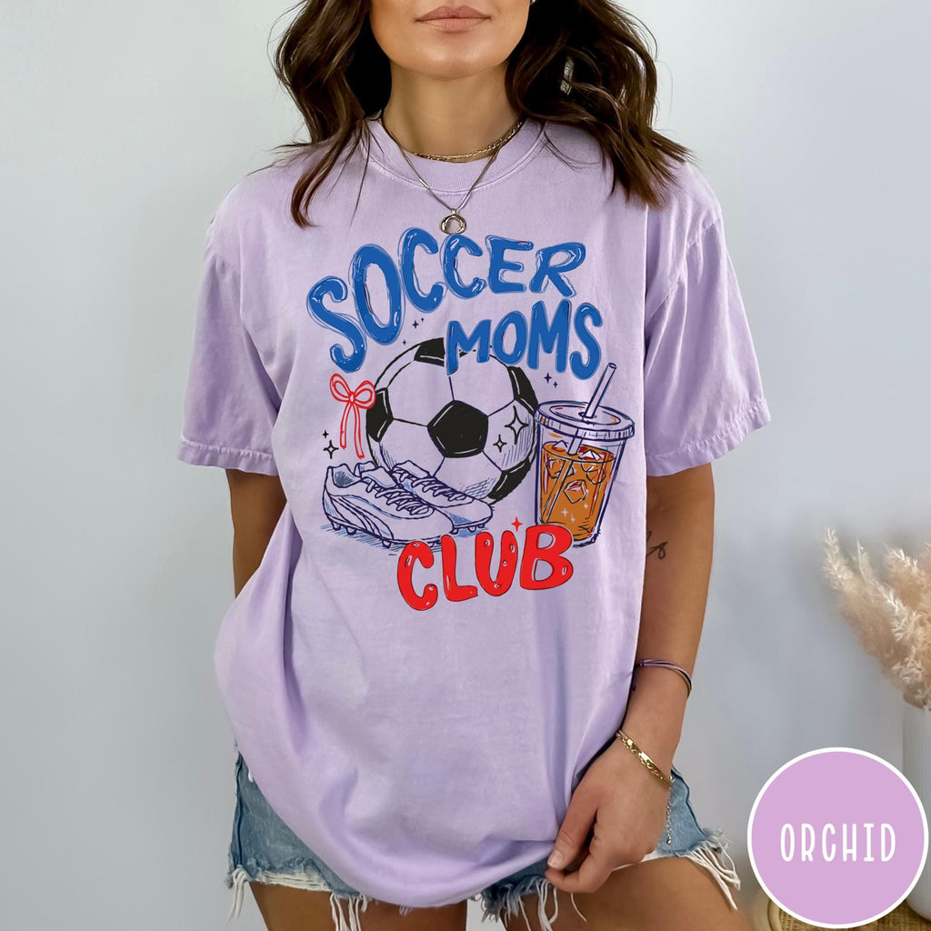 Soccer Moms Club Comfort Colors® T-Shirt, Gameday Doodle Soccer Tee, Trendy Women's Soccer Shirt, Sports Mom Shirt, Game Day Tee